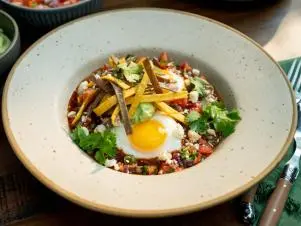 Host Franco Noriega's Avo Crema, Tortilla Strips, and salsa dish, as seen on Hot Dish with Franco, Season 1. 