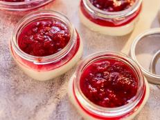 This is a creamy and sweet panna cotta with strawberries, orange zest and vanilla extract.