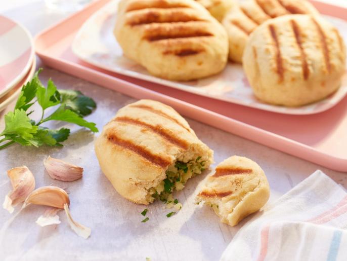 Cheese Stuffed Grilled Garlic Flatbread Recipe Food Network