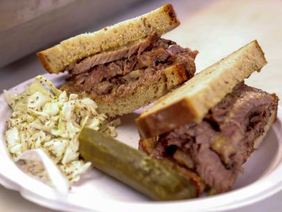 Braised Beef Brisket Sandwich as served by The Pastrami Project, located in Orlando, as seen on Food Network’s Triple-D Nation, Season 5