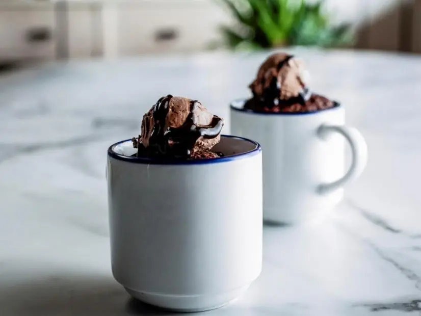 Close-up of Cherry Chocolate Mug Cake