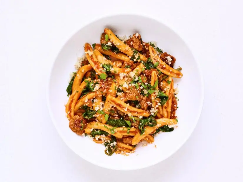 CAVATELLI WITH SAUSAGE AND GREENS. Pasta.