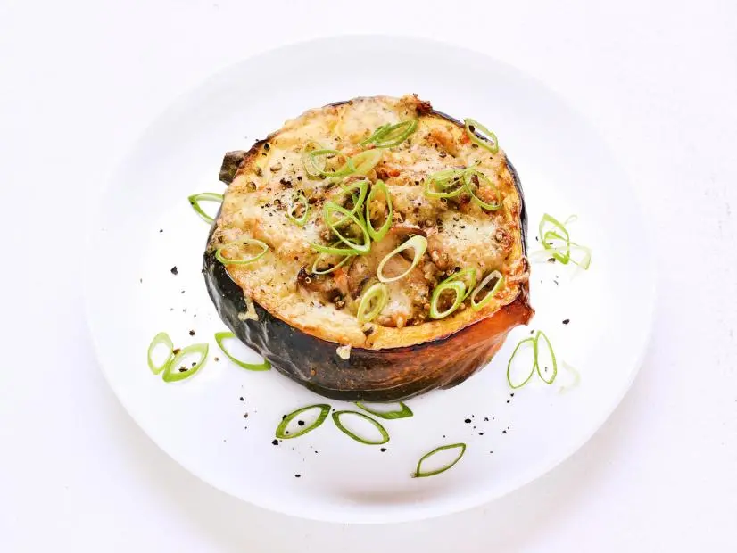 CHEESY STUFFED ACORN SQUASH.