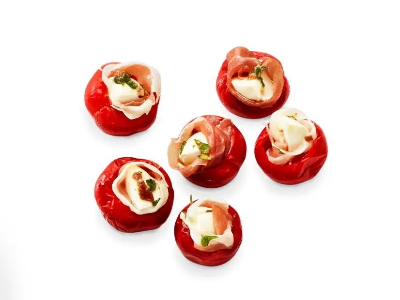 Pecorino with Honey, Rosemary-Lemon Parmesan Crisps and Mozzarella Cherry Peppers.