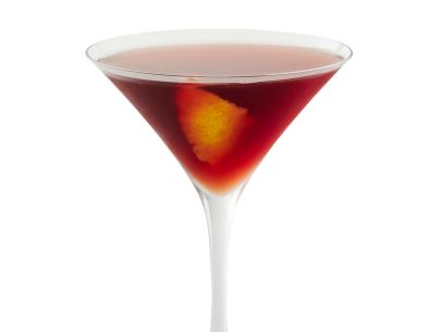 Red Vesper cocktail. Gin, Lillet Rouge, Vodka.