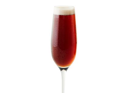 Stout Sparkler cocktail. sparkling wine, pale ale, stout beer.