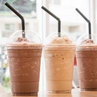 Chocolate Frappe and Frappuccino on wood table