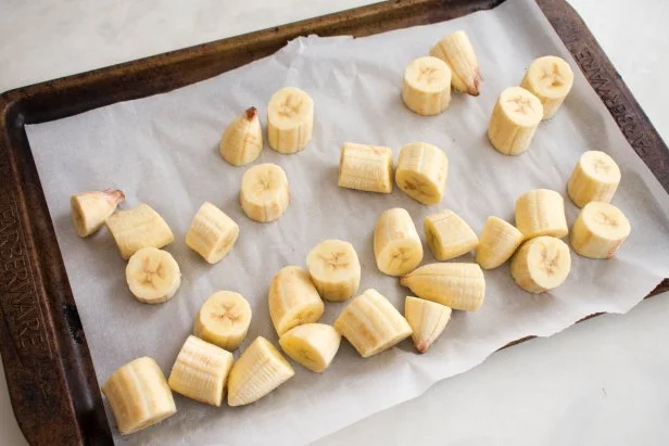 Slices of banana that have been frozen