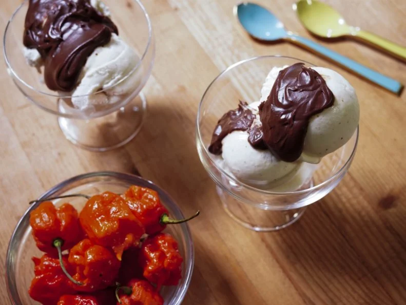 Stephanie Boswell's Carolina Reaper Chocolate Sauce, as seen on The Kitchen, Season 36.