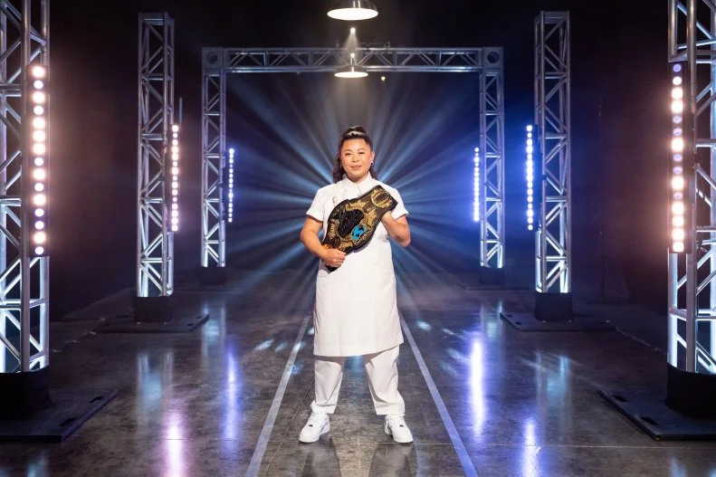 Contestant Mei Lin with her 2023 Tournament of Champions Belt, as seen on Tournament of Champions, Season 5.