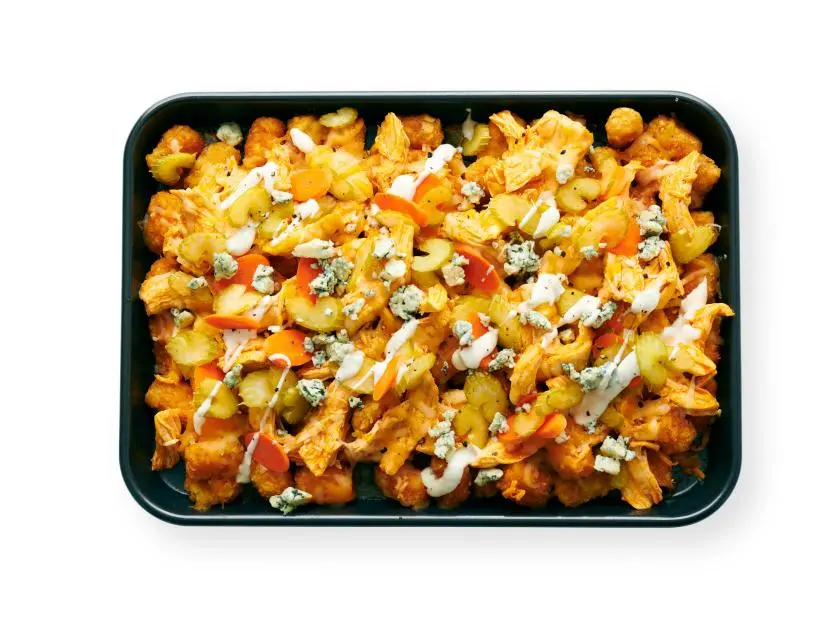 Katie Lee Biegel’s Buffalo Chicken Totchos. Over-the-top Tater Tots.