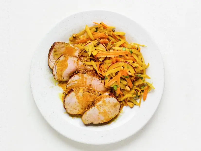PORK TENDERLOIN WITH CARROT-BEET SALAD. Weeknight Cooking.