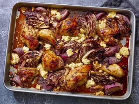 Roasted Chicken with Balsamic Onions, Radicchio and Feta