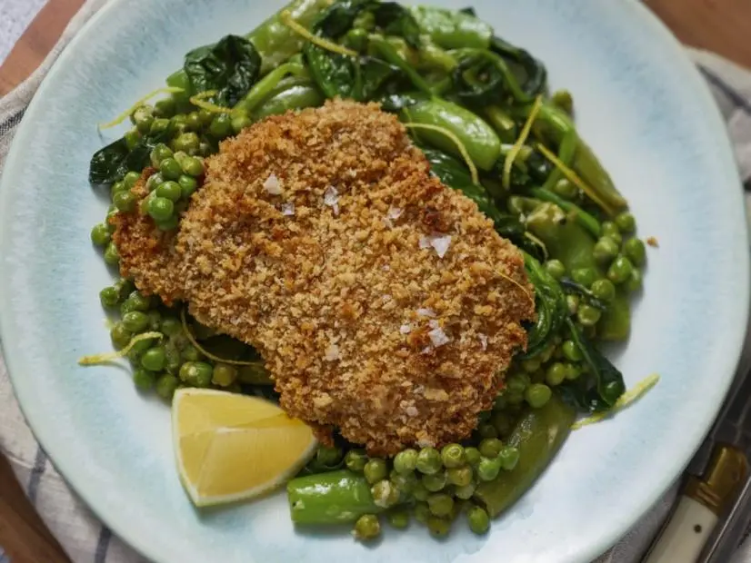 Mary Berg's Crispy Chicken and Greens, as seen on Mary Makes it Easy S3