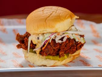Co-Host Noah Cappe’s THE Sandwich from Haven Hot Chicken, as seen on Best Bite in Town, Season 1.