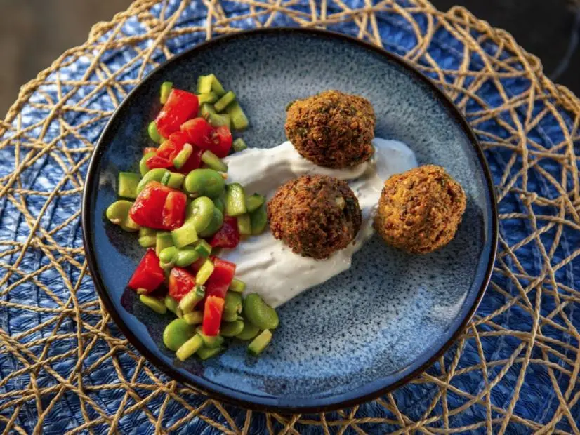Jonathan Sawyer’s Crispy Falafel Verde, as seen on Guy's Ranch Kitchen.