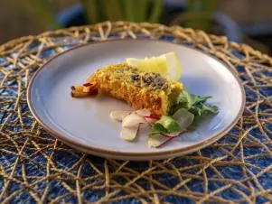 Jonathan Sawyer’s Parmesan Barley Socarrat, as seen on Guy's Ranch Kitchen.