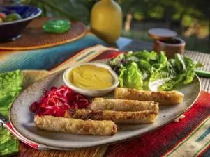 Stephanie Izard’s Pork & Barley Spring Rolls, as seen on Guy's Ranch Kitchen.