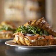 Close-up of Croissants with Smoked Salmon