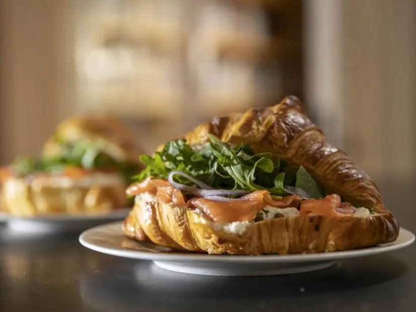 Close-up of Croissants with Smoked Salmon