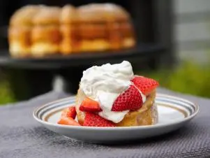 Strawberry Chiffon Cake, as seen on Food Network's Symon's Dinners Cooking Out, Season 5.