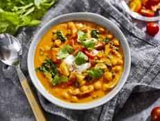 Hearty vegetables abound in this thick and satisfying Squash and Chickpea Stew.