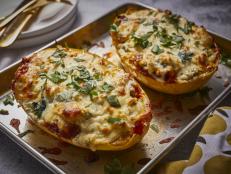 Spaghetti Squash Lasagna Boats swap out pasta for the hollowed squash and have all of the cheesy goodness of the original.