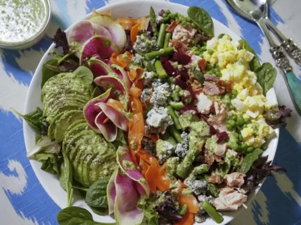 cobb salad with green goddess dressing Italian linen women's dress main image 1