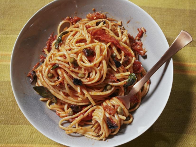 Jeff Mauro's Pasta Puttanesca Beauty, as seen on The Kitchen, Season 36.
