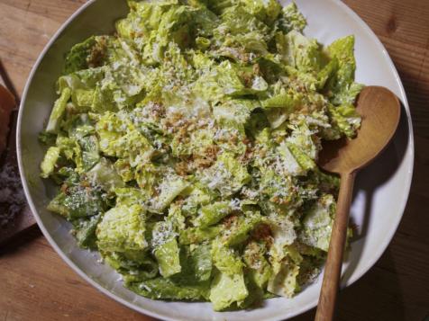 Caesar Salad with Crispy Capers and Garlic Breadcrumbs