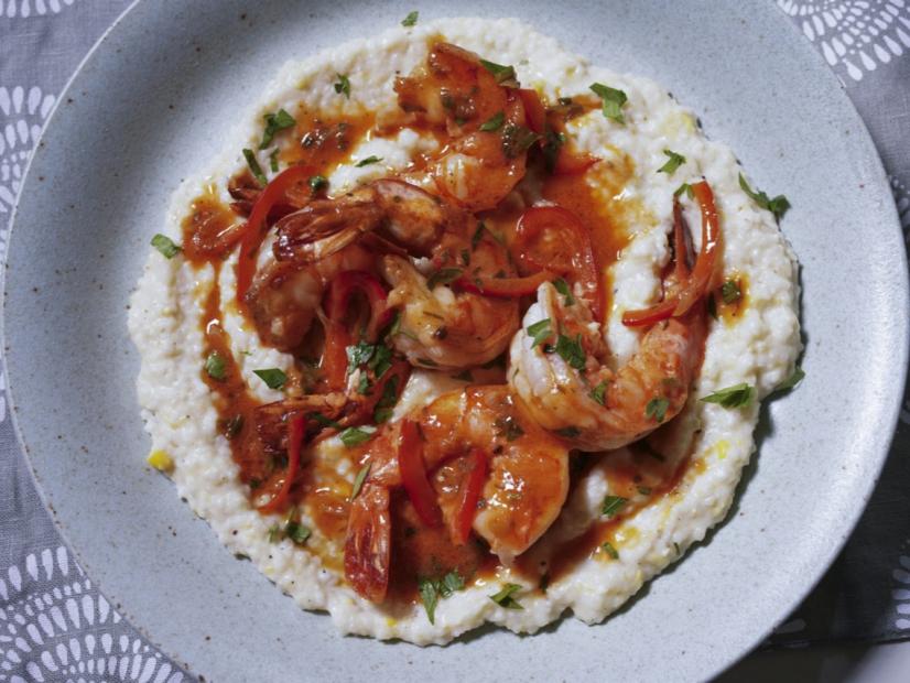 Marcus Samuelsson's Shrimp and Grits Beauty, as seen on The Kitchen, Season 36.