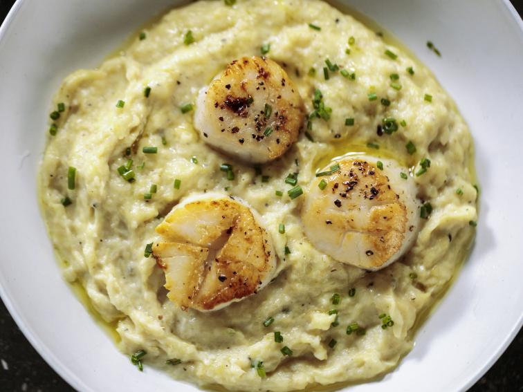 Seared Scallops & Potato Celery Root Purée Recipe Ina Garten Food
