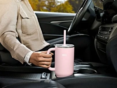 OXO Strive XL Tumbler With Handle - 32 Oz Vacuum Insulated Stainless Steel, Rose Quartz Color - View #7