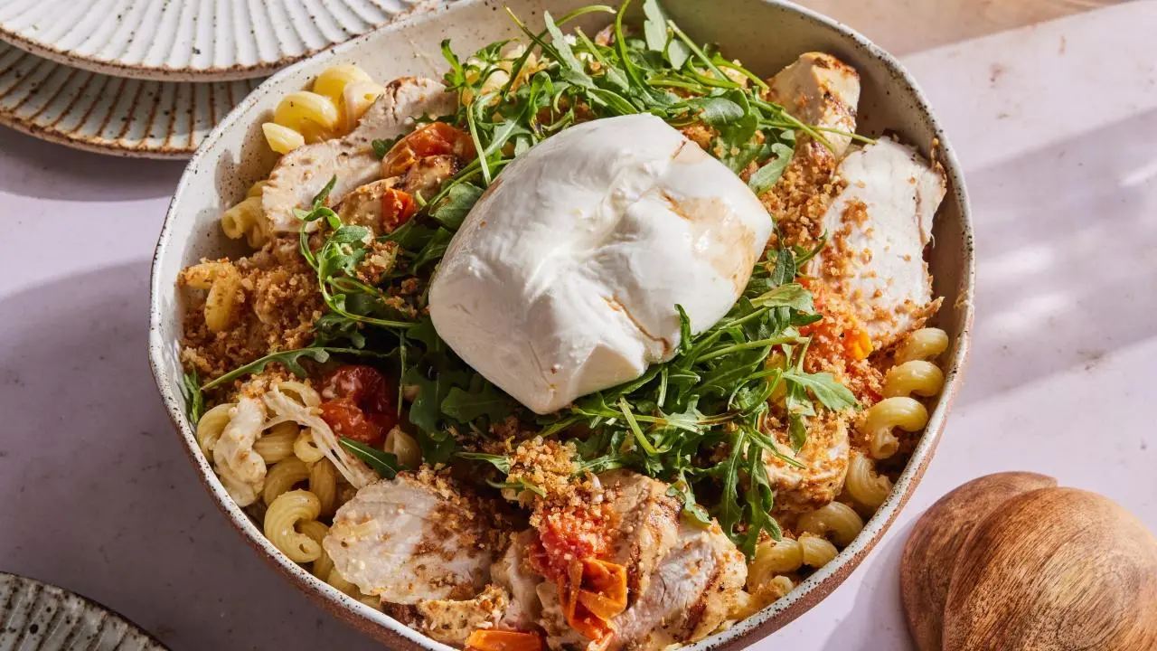 Grilled Burrata and Tomato Pasta