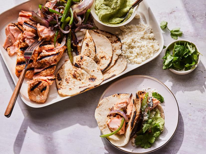 Grilled Salmon Tacos with Avocado Crema Recipe | Food Network Kitchen