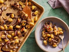 This quick and easy vegetarian meal comes together on one sheet pan and takes only 30 minutes from start to finish. Use whatever combination of mushrooms you prefer here – just choose ones on the meatier side, such as shiitakes, portobellos or oyster mushrooms. A drizzle of balsamic glaze adds the perfect sweet-tart finish.