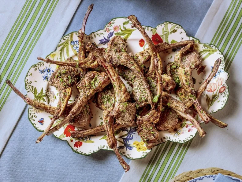 Close-up of Garlic Herb Lamb Chops, as seen on The Pioneer Woman, Season 36
