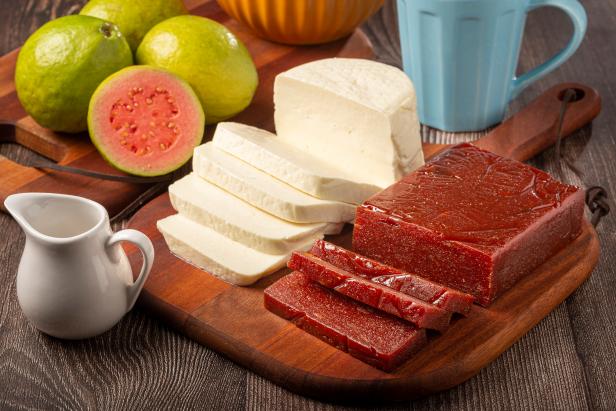 Guava jam with sliced â  â  cheese on the table. Romeo e Julieta, a typical Brazilian sweet.