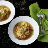 Close-up of Ravioli en Brodo