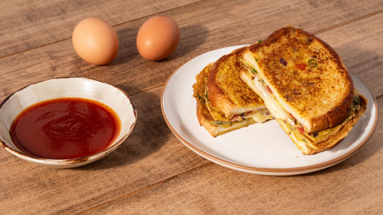 Masala Omelet Sandwich Recipe Maneet Chauhan Food Network