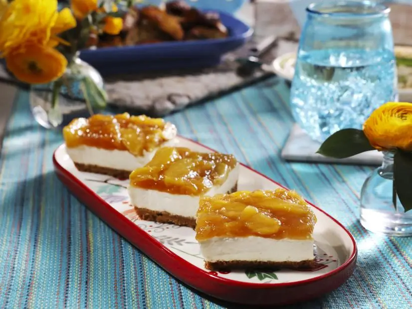 Kardea Brown's No- Bake Peach Cobbler Cheesecake Bars.