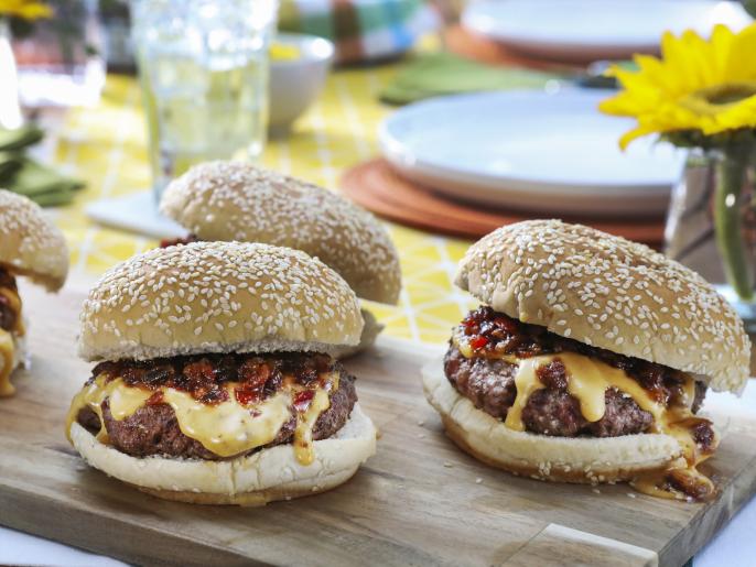 Steak Burger with Hot Pepper Bacon Jam and Beer Cheese Recipe Kardea