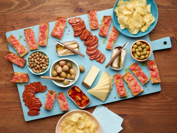 Food Network Kitchen’s Spanish-Inspired Tapas Board as seen on Food Network.