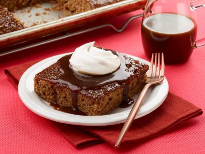 Food Network Kitchen’s Sticky Toffee Sheet Cake as seen on Food Network.