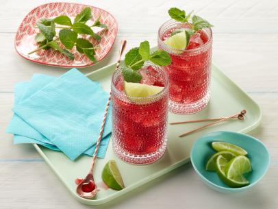 Food Network Kitchen’s Tart Cherry-Hibiscus Refresher as seen on Food Network.