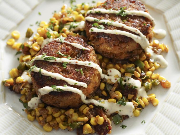 Low Country Deviled Crab Cakes with Fried Corn Recipe Kardea Brown