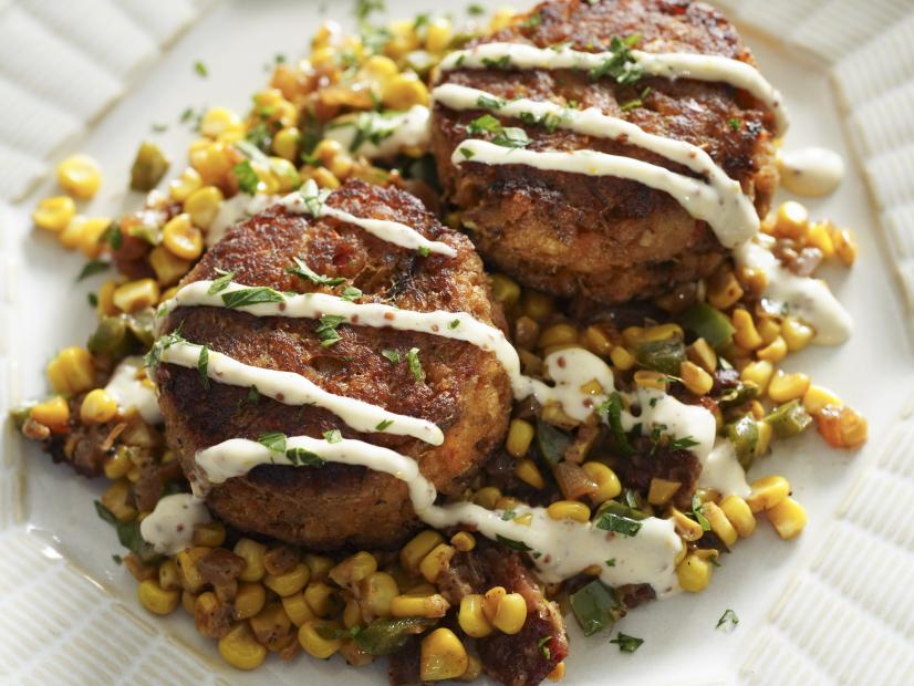 Low Country Deviled Crab Cakes with Fried Corn Recipe Kardea Brown