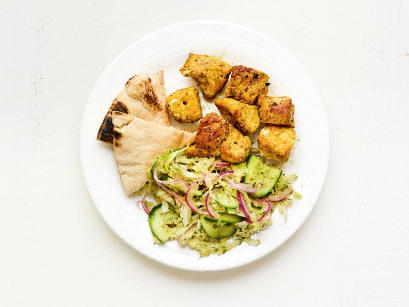 GRILLED TURMERIC CHICKEN WITH CABBAGE SALAD.
