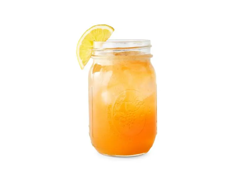 Peach-Thyme Iced Tea Rickey. Iced Tea with a twist. Summer cocktails\, summer drinks. Mocktail.