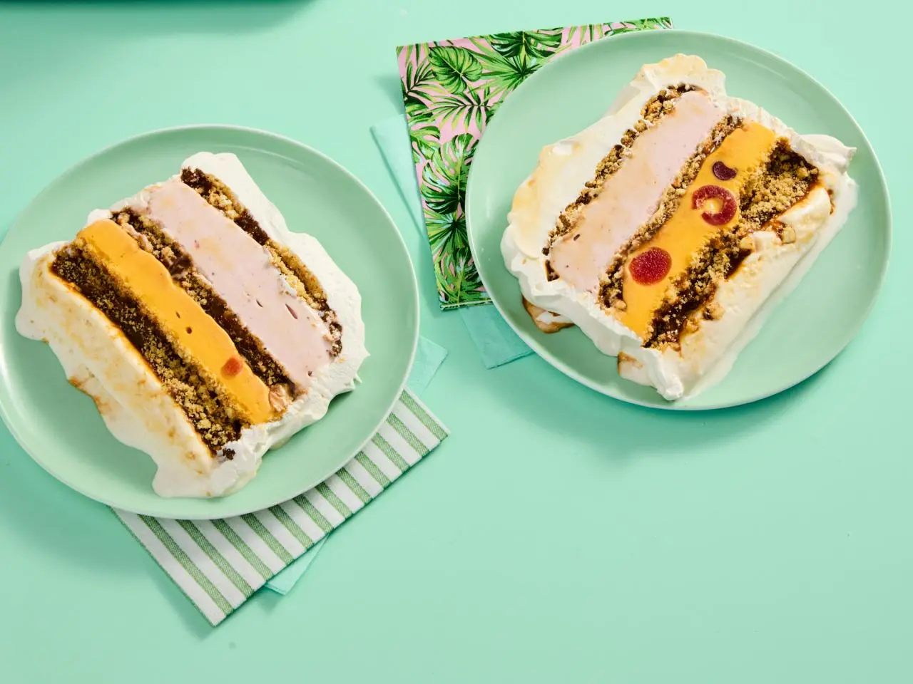 Colorful Layered Tropical Ice Cream Terrine